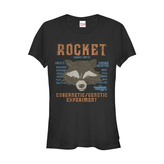 Junior's Marvel Guardians of the Galaxy Vol. 2 Rocket List  Graphic Tee Black Medium