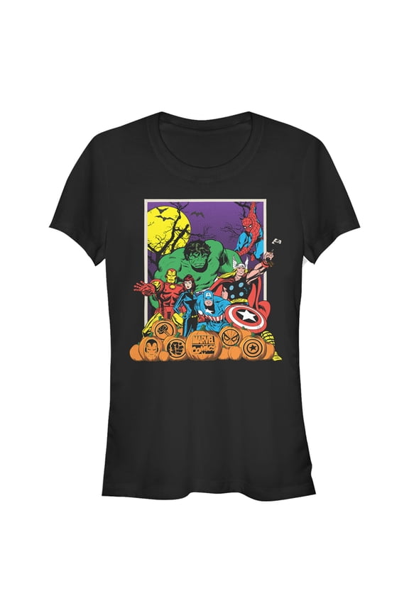 Junior's Marvel Halloween Avengers Scene Graphic Tee Black Small