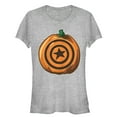 thumbnail image 1 of Junior's Marvel Halloween Captain America Shield Pumpkin  Graphic Tee Athletic Heather Small, 1 of 2