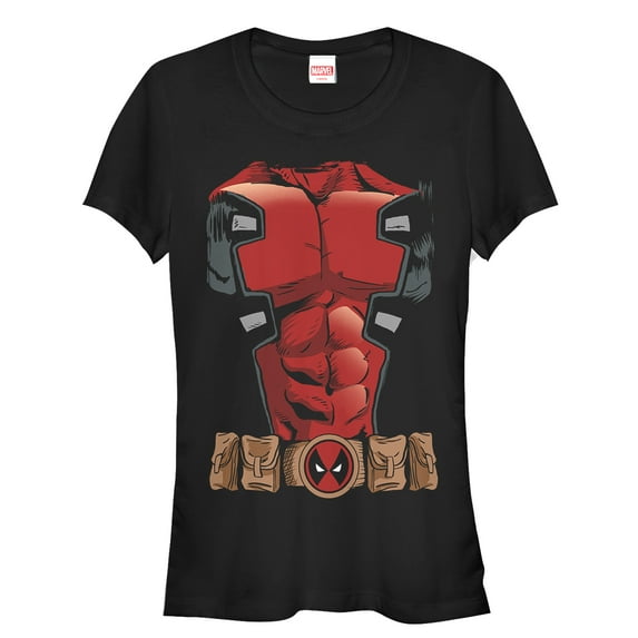 Junior's Marvel Halloween Deadpool Costume Graphic Tee Black 2X Large