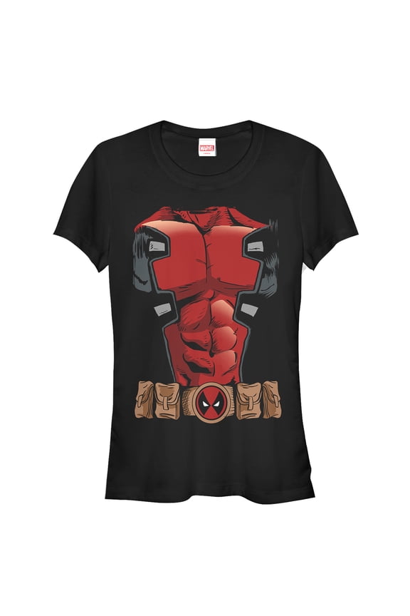 Junior's Marvel Halloween Deadpool Costume  Graphic Tee Black Medium