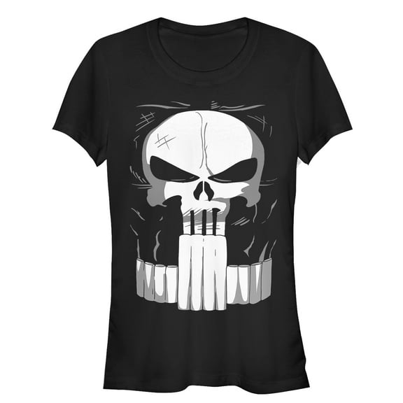 Junior's Marvel Halloween Punisher Costume Graphic Tee Black Small