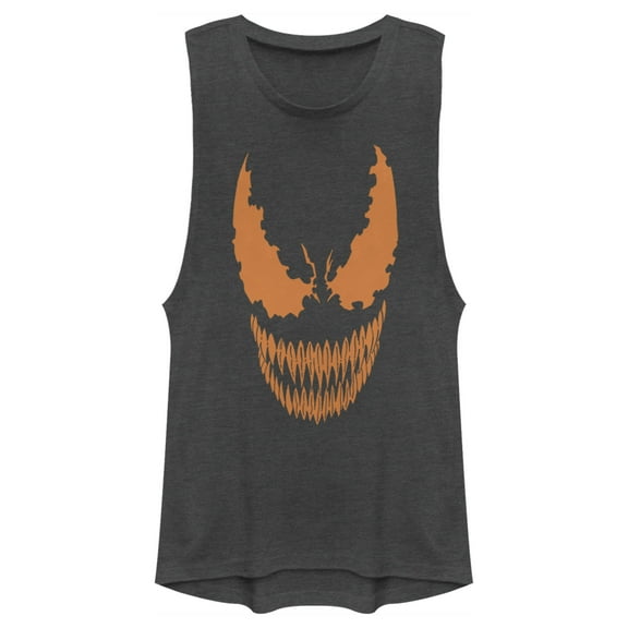 Junior's Marvel Halloween Venom Scary Face Costume  Festival Muscle Graphic Tee Charcoal Medium