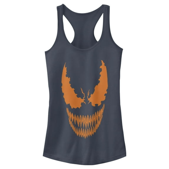 Junior's Marvel Halloween Venom Scary Face Costume Racerback Tank Top Indigo Large