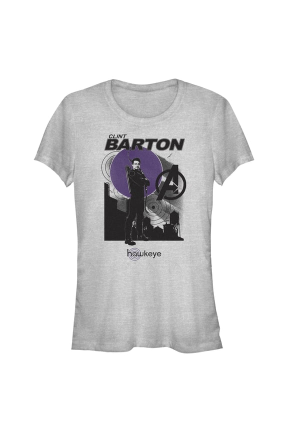 Junior's Marvel Hawkeye Clint Barton Portrait Graphic Tee Athletic Heather X Large
