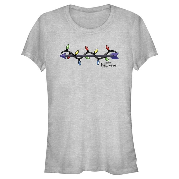 Junior's Marvel Hawkeye Holiday Arrow  Graphic Tee Athletic Heather Medium