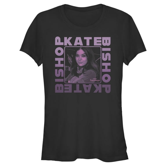 Junior's Marvel Hawkeye Kate Bishop Purple Portrait Graphic Tee Black Large