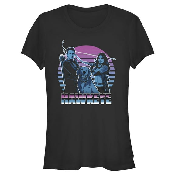 Junior's Marvel Hawkeye Partners and Family Retro Graphic Tee Black Small