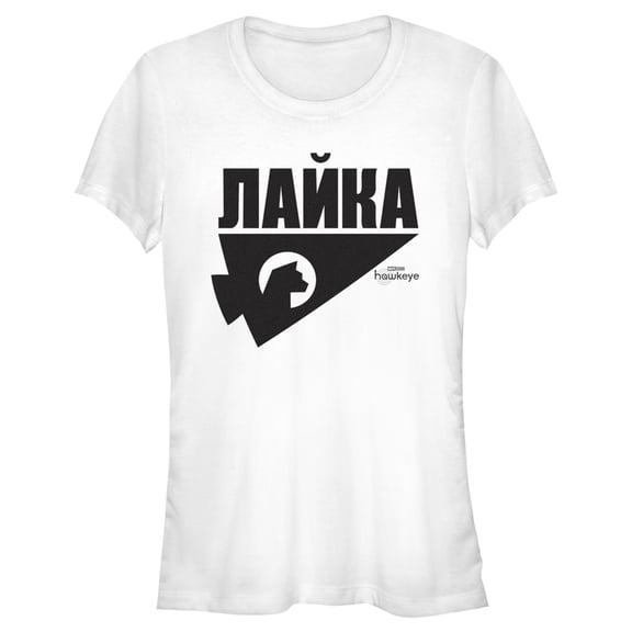 Junior's Marvel Hawkeye Russian Hawkeye Logo  Graphic Tee White Small