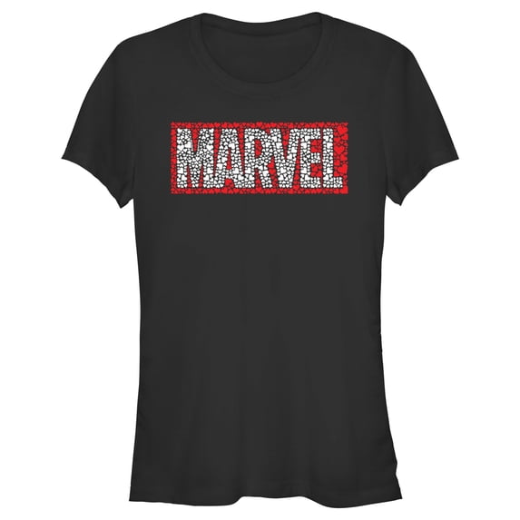 Junior's Marvel Heart Fill Logo Graphic Tee Black 2X Large