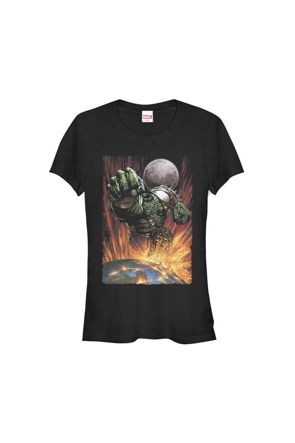 Junior's Marvel Hulk Earth Shatter Graphic Tee Black Small