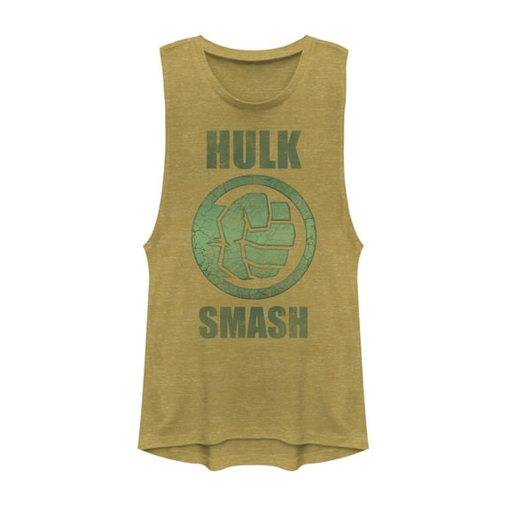 Junior's Marvel Hulk Smash Festival Muscle Graphic Tee Gold Heather X Small