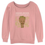 KEMOLENE Junior's Marvel I Am Groot Cute Groot Linework Raglan Pullover