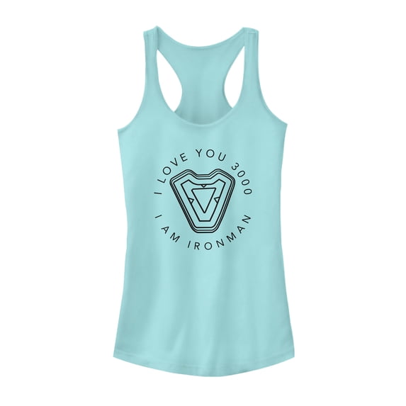 Junior's Marvel I Am Iron Man Love 3000 Racerback Tank Top Cancun Large