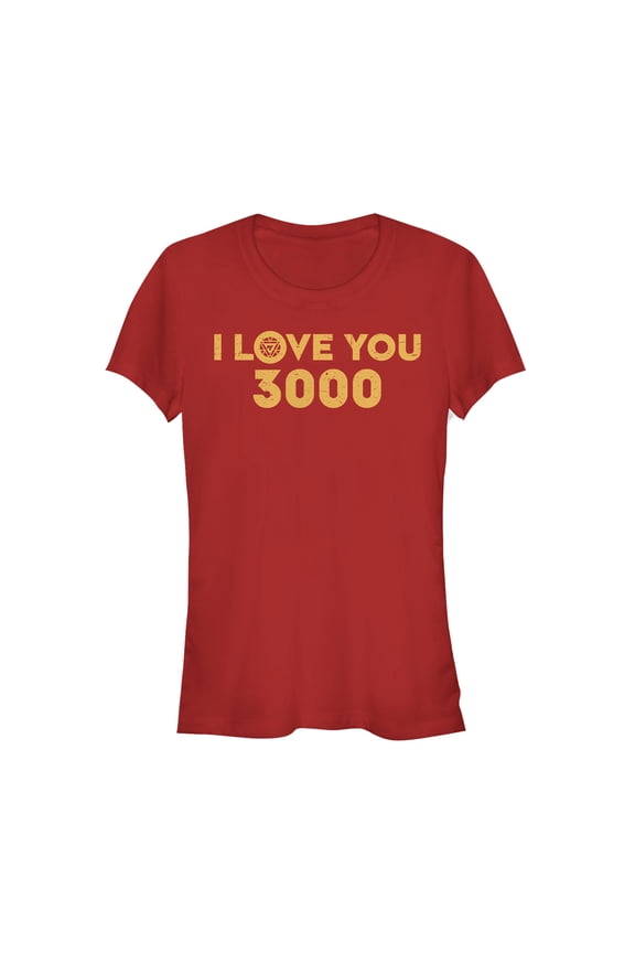 Junior's Marvel I Love You 3000 Arc Reactor Graphic Tee Red Small