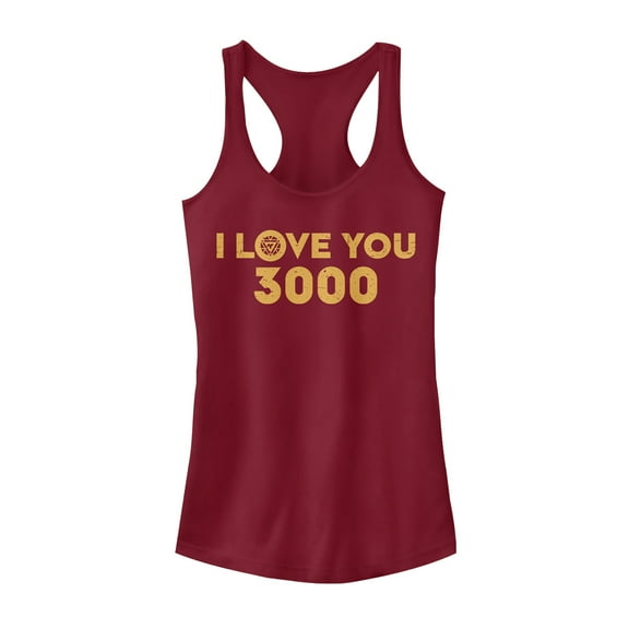 Junior's Marvel I Love You 3000 Arc Reactor Racerback Tank Top Scarlet Medium