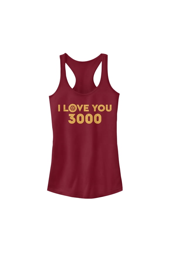 Junior's Marvel I Love You 3000 Arc Reactor  Racerback Tank Top Scarlet X Small
