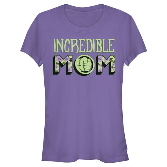 Junior's Marvel Incredible Mom Hulk Badge  Graphic Tee Purple 2X Large