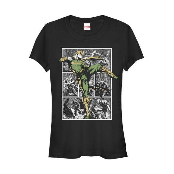 Junior's Marvel Iron Fist Rain Battle Graphic Tee Black X Large