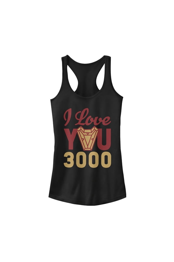 Junior's Marvel Iron Man Arc Heart 3000 Racerback Tank Top Black Medium