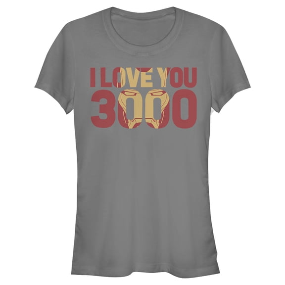 Junior's Marvel Iron Man Forever Love 3000  Graphic Tee Charcoal X Large
