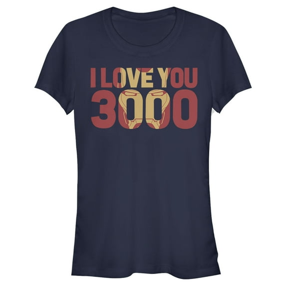 Junior's Marvel Iron Man Forever Love 3000 Graphic Tee Navy Blue Large