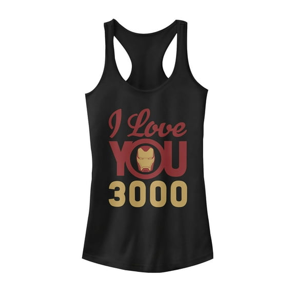 Junior's Marvel Iron Man Love 3000 Racerback Tank Top Black 2X Large