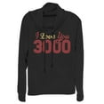 thumbnail image 1 of Junior's Marvel Iron Man Love 3000 Script  Cowl Neck Sweatshirt Black Large, 1 of 3