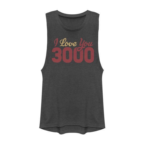Junior's Marvel Iron Man Love 3000 Script  Festival Muscle Graphic Tee Charcoal Large
