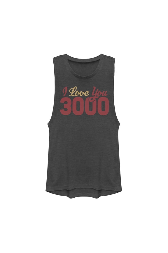 Junior's Marvel Iron Man Love 3000 Script  Festival Muscle Graphic Tee Charcoal Large