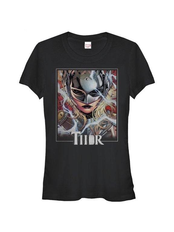 Junior's Marvel Jane Foster Thor Mask Graphic Tee Black Medium