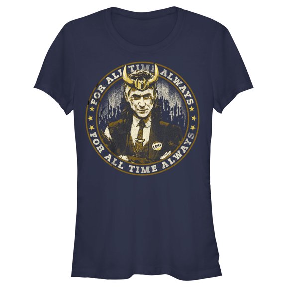 Junior's Marvel Loki Campaign Trail Graphic Tee Navy Blue Large