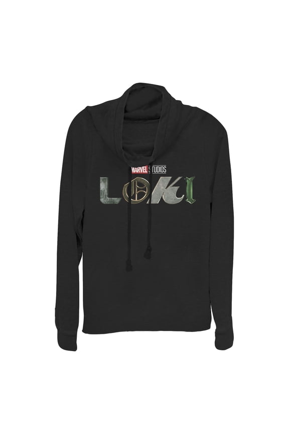 Junior's Marvel: Loki Official Logo Cowl Neck Sweatshirt