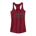thumbnail image 1 of Junior's Marvel Love You 3000 Iron Man Helmet  Racerback Tank Top Scarlet 2X Large, 1 of 3
