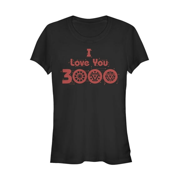 Junior's Marvel Love You 3000 Iron Man Icons  Graphic Tee Black Small