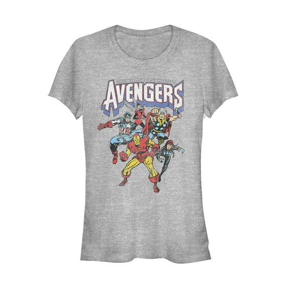 Junior's Marvel Mightiest Heroes Avengers Graphic Tee Athletic Heather 2X Large