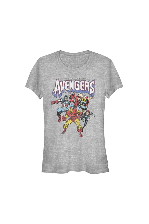 Junior's Marvel Mightiest Heroes Avengers Graphic Tee Athletic Heather Small