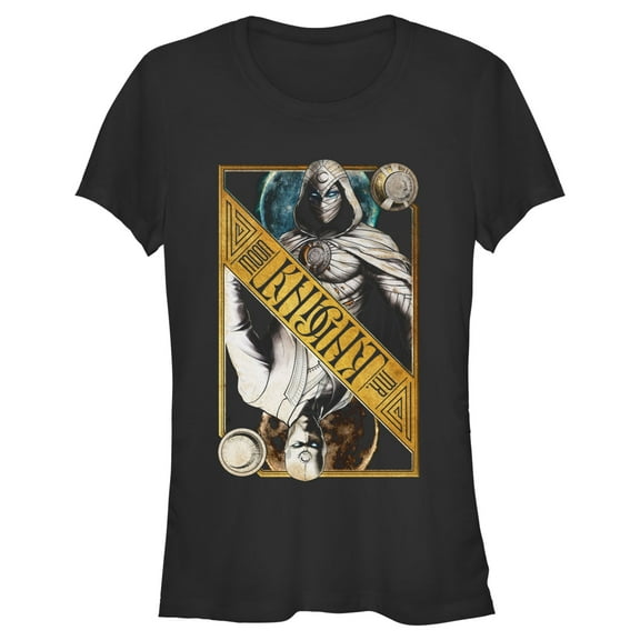 Junior's Marvel: Moon Knight Colorful Dual Identity Split Playing Card  Graphic Tee Black 2X Large