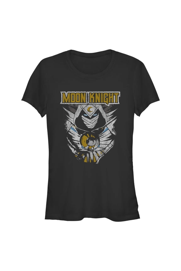 Junior's Marvel: Moon Knight Distressed Action Jump Graphic Tee Black Large