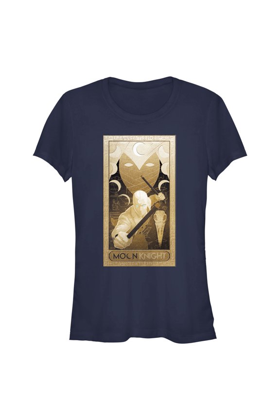 Junior's Marvel: Moon Knight Hieroglyph Poster Graphic Tee Navy Blue Large