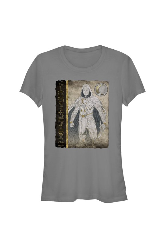 Junior's Marvel: Moon Knight Hierographic Superhero Profile Sketch  Graphic Tee Charcoal Large
