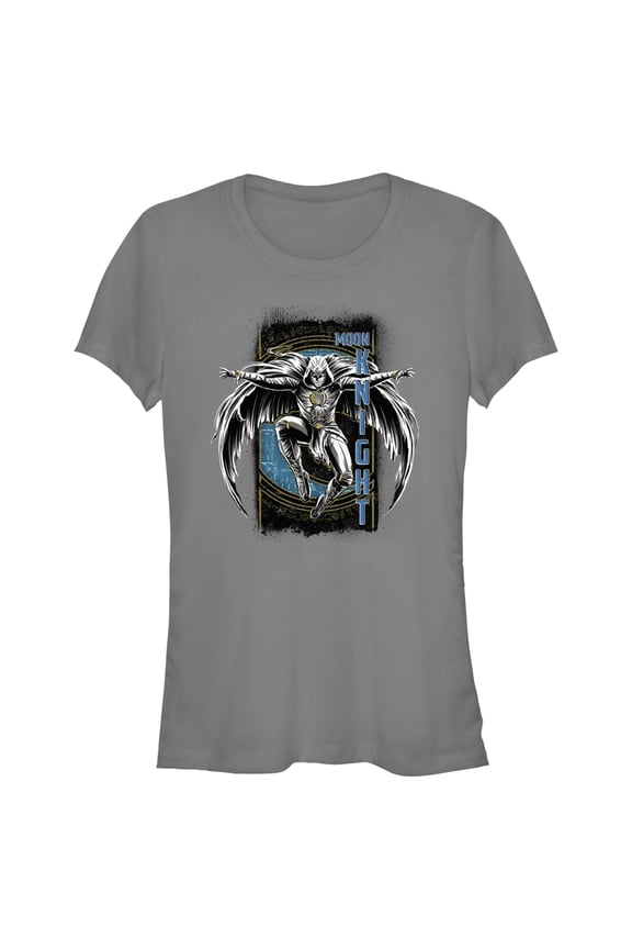 Junior's Marvel: Moon Knight Jumping Into Action From Above Graphic Tee Charcoal Large