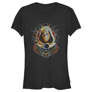 Junior's Marvel: Moon Knight Lightning Winged Scarab Portrait  Graphic Tee Black Large