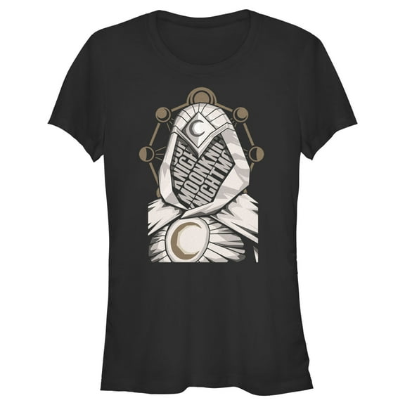 Junior's Marvel: Moon Knight Mask Cutout Graphic Tee Black Medium