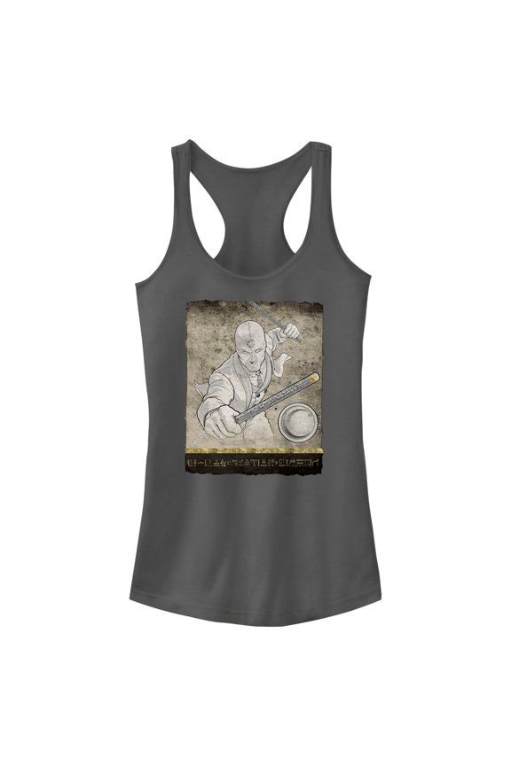 Junior's Marvel: Moon Knight Mr. Knight Action Pose Racerback Tank Top Charcoal Small