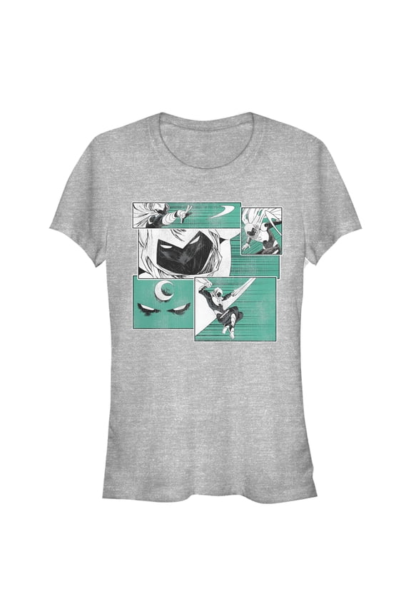 Junior's Marvel Moon Knight Panels Graphic Tee Athletic Heather Large