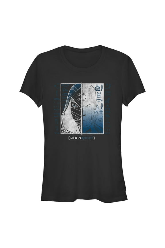 Junior's Marvel: Moon Knight Split Face Duo Graphic Tee Black Medium