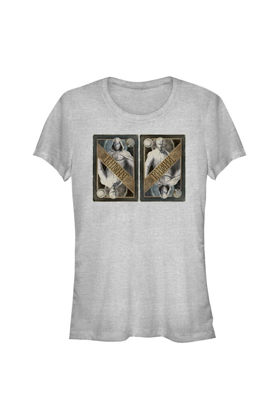 Junior's Marvel: Moon Knight Two Personalities Playing Cards Graphic Tee Athletic Heather Medium