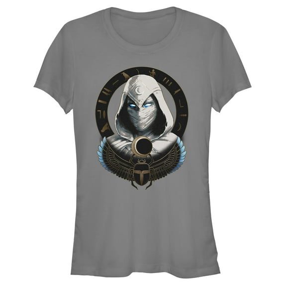 Junior's Marvel: Moon Knight Winged Scarab Frame Graphic Tee Charcoal 2X Large