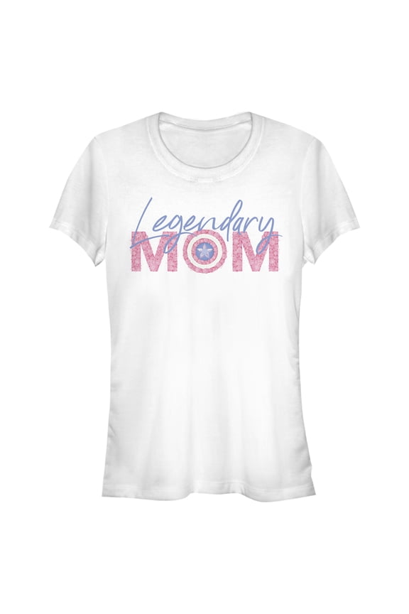 Junior's Marvel Mother's Day Legendary Mom Logo  Graphic Tee White Large